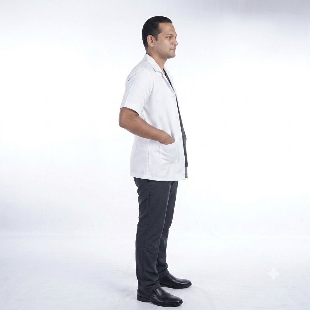 Unisex White Half Sleeve Medical Lab Coat