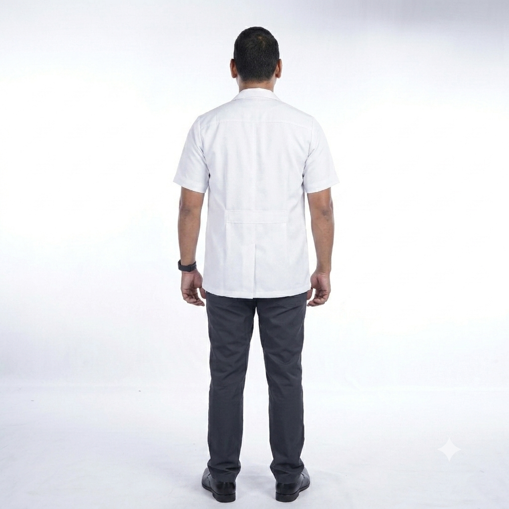 Unisex White Half Sleeve Medical Lab Coat