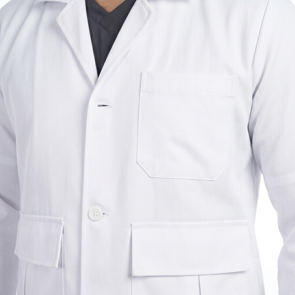 Unisex White Half Sleeve Medical Lab Coat